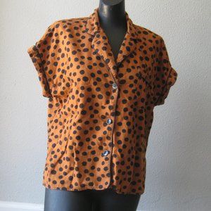 Madewell Flannel Bedtime Pajama Top in Leopard Dot - S
